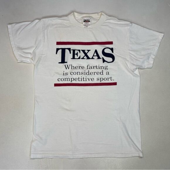 VINTAGE Texas Where Farting Is Considered A Sport Graphic T-shirt Men Medium - Picture 1 of 6